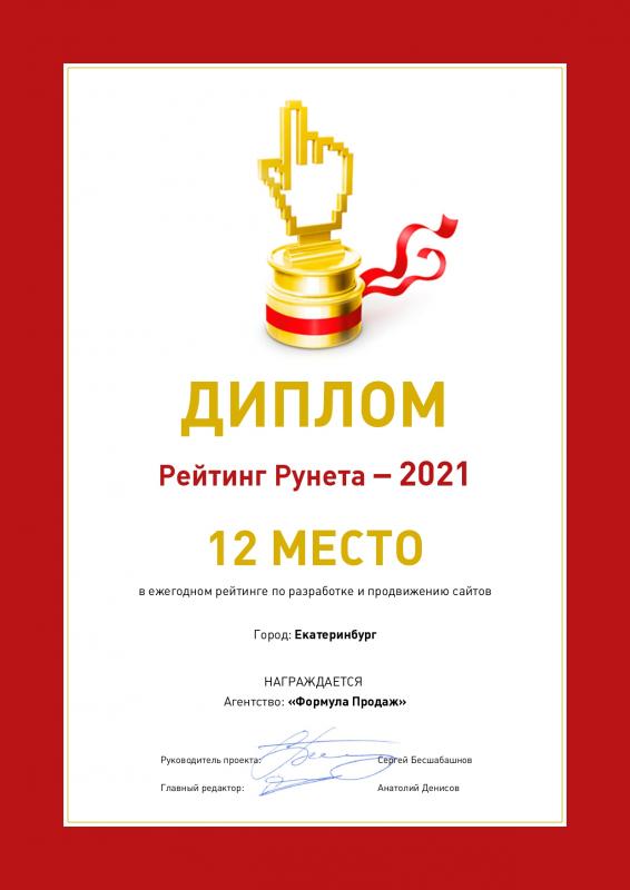 Рейтинг Рунета - 2021. Разработка и продвижение сайтов